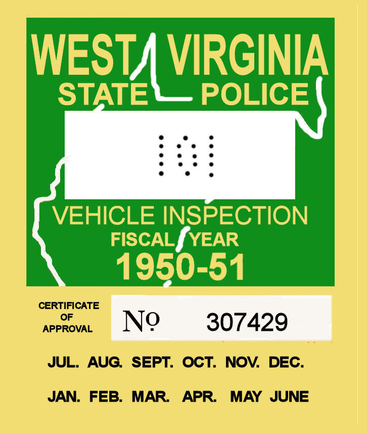 (image for) 1950-51 West Virginia inspection sticker
